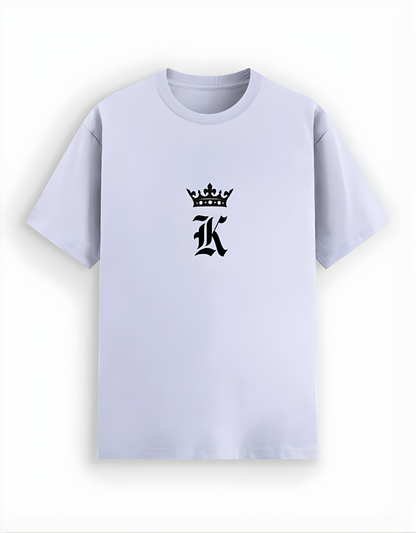 Light purple t-shirt with a black logo on a white background