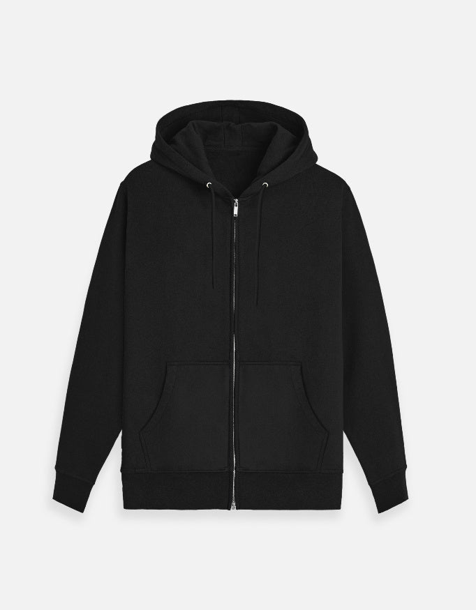 Plain Zip Hoodie — pocket detail