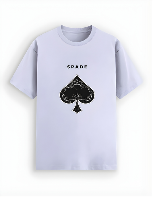 Light purple t-shirt with black spade symbol and 'SPADE' text on a white background